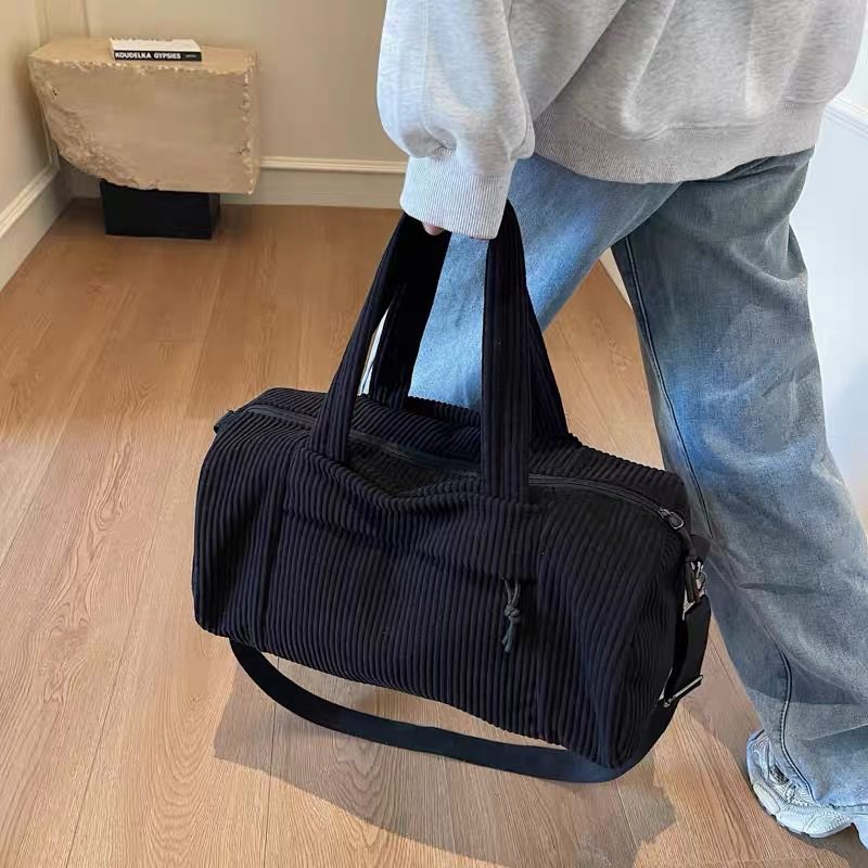 （6270）Bolsa de ombro versátil em veludo cotelê e bolsa tote espaçosa para mulheres.