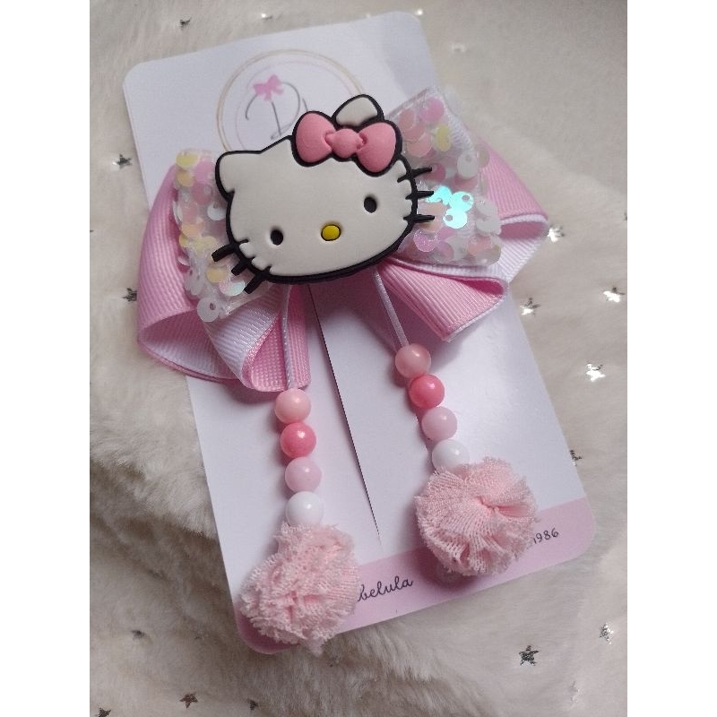 Laço Infantil Hello Kitty, presilha de menina, laço com tererê, laço temático aniversário