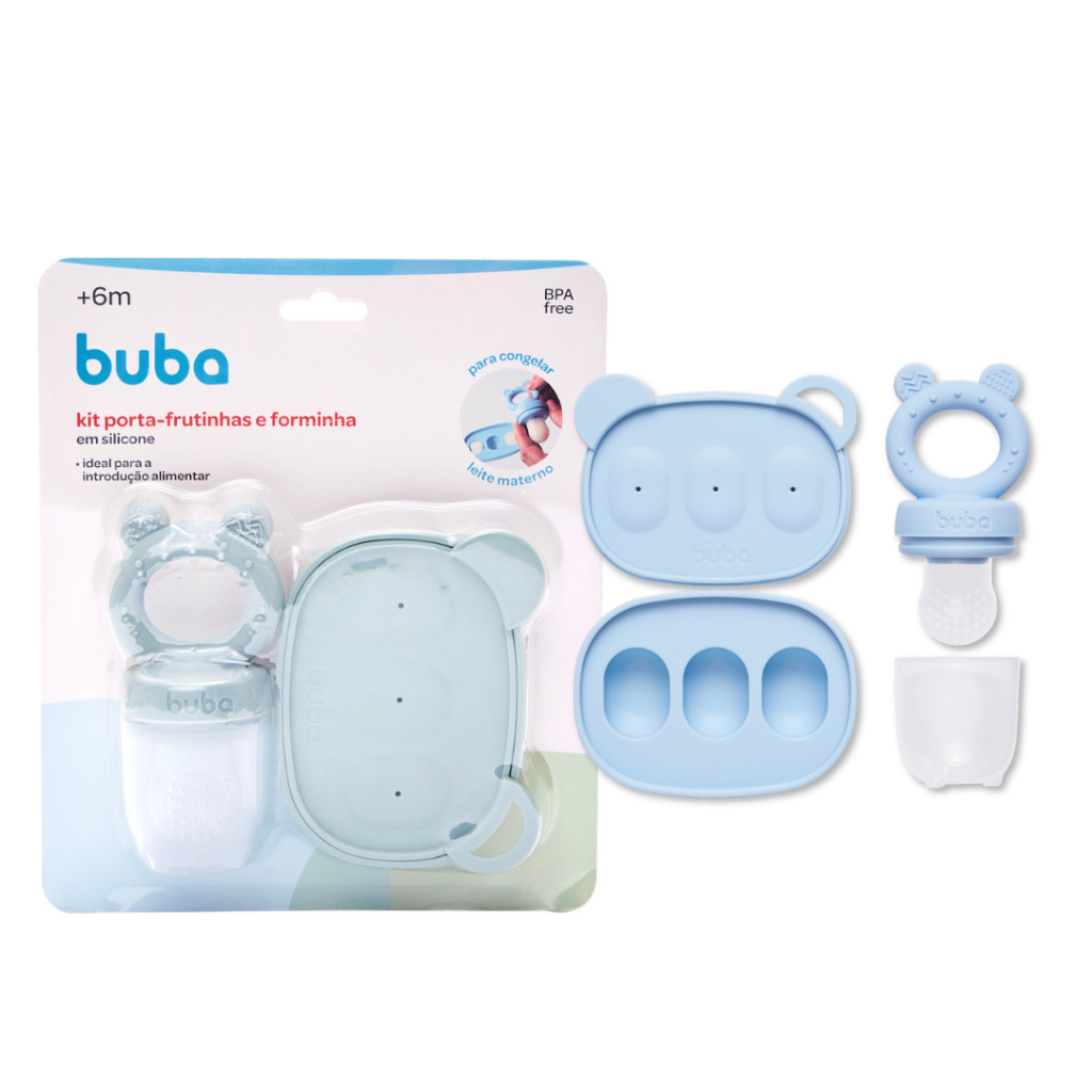 Kit Porta Frutinhas Forminha Para Picole Ou Sovertinho Infantil Em Silicone Azul Buba em Oferta na Shopee