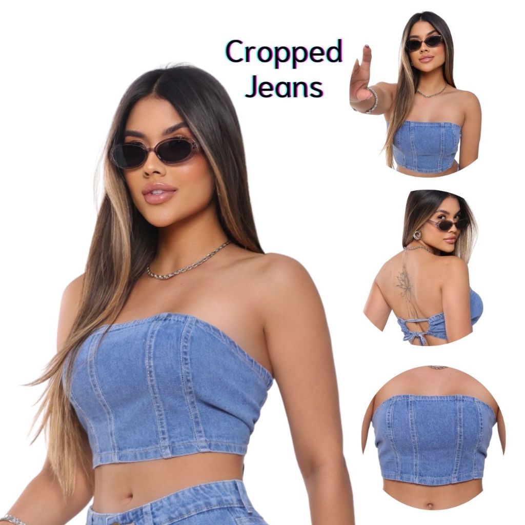 Blusa Cropped Jeans - Comprar com Melhor Preço em Blusas