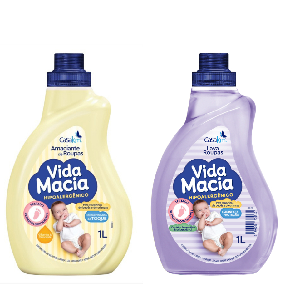 Kit Vida Macia Lava Roupa 1 Litro +  Amaciante Camomila ou Amendoãs 1 LItro  (PROMOÇÃO)