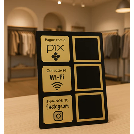 Placa Pix Display De Mesa com Wi-Fi E Instagram QR Code Suporte