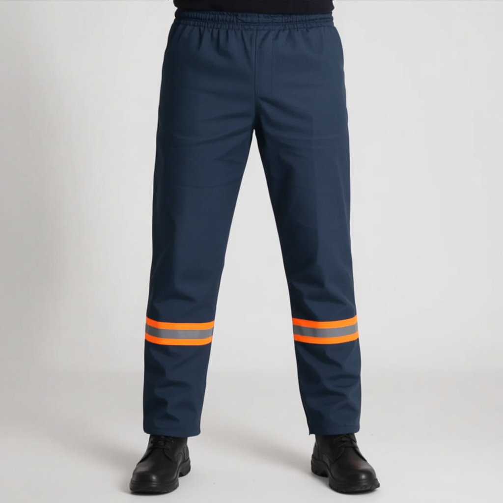 Calça De Uniforme Brim Preta - Com Faixa Refletiva