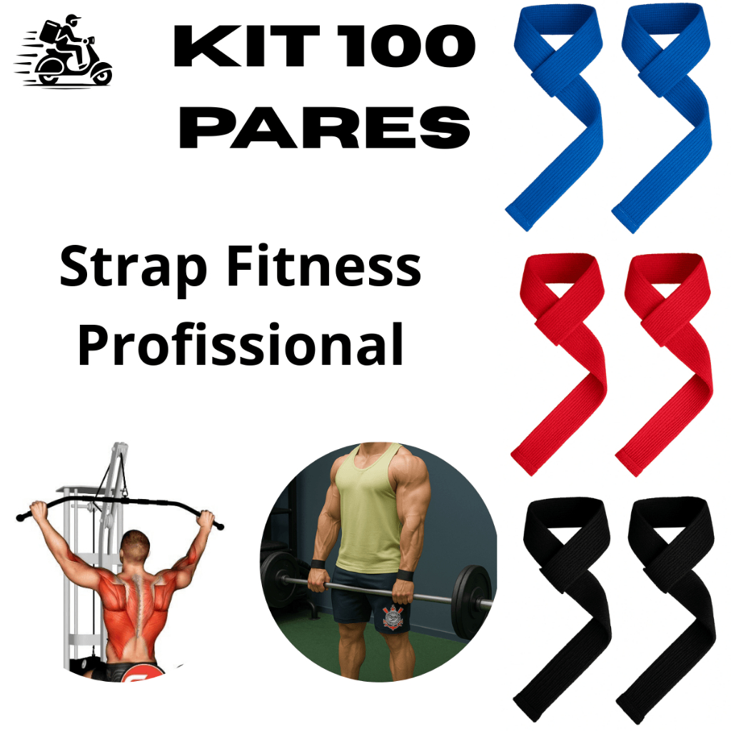 Strap Fitness Tala Fita Profissional Treino Academia Crossfit Algodão Não Machuca Kit 100 Pares