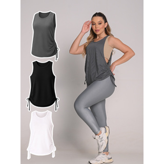 Regata Dry Fit Feminina Blusa Básica Estilosa Academia Treino Fitness Tapa Bumbum Amarração na Lateral em Oferta na Shopee
