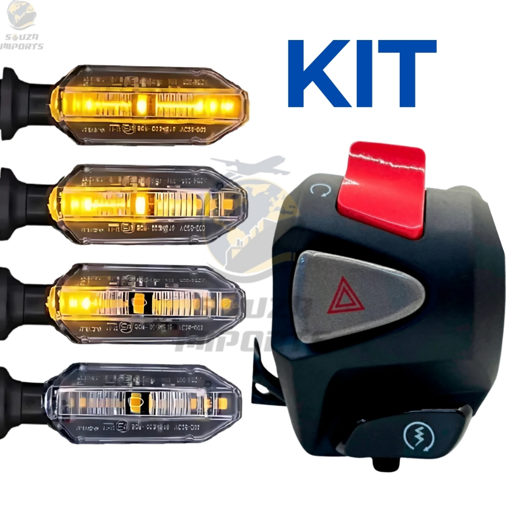 Kit 4 Pisca Led Seta Moto CB Twister Honda Mais Punho de Partida Pisca Alerta Co