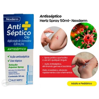 Antisséptico Clo Spray 50ml Clorexidina kley Hertz Limpeza Ferimentos Machucados lesão em Oferta na Shopee