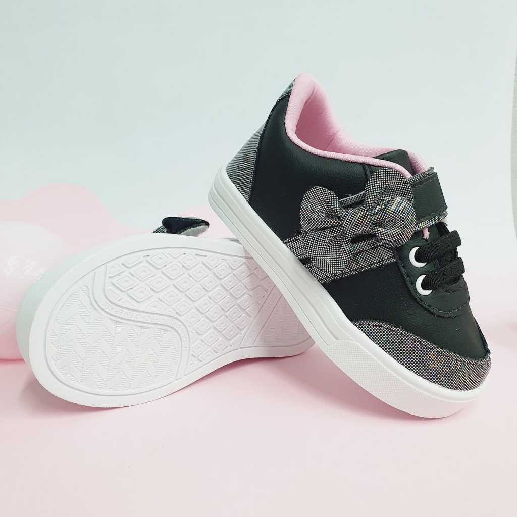 Tênis Infantil Feminino Lacinho Casual Confortável Velcro Menina em Oferta na Shopee