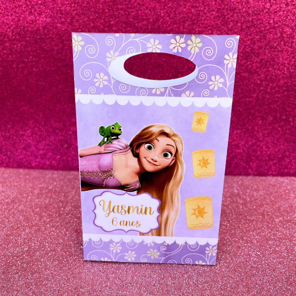 Sacolinha personalizada para lembrançinha de aniversário RAPUNZEL ENROLADOS (PEGUE E MONTE)
