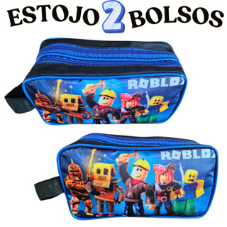 Estojo Lápis Duplo Escolar Roblox 2 Bolsos Divisórias Infantil Criança Menino Azul em Oferta na Shopee