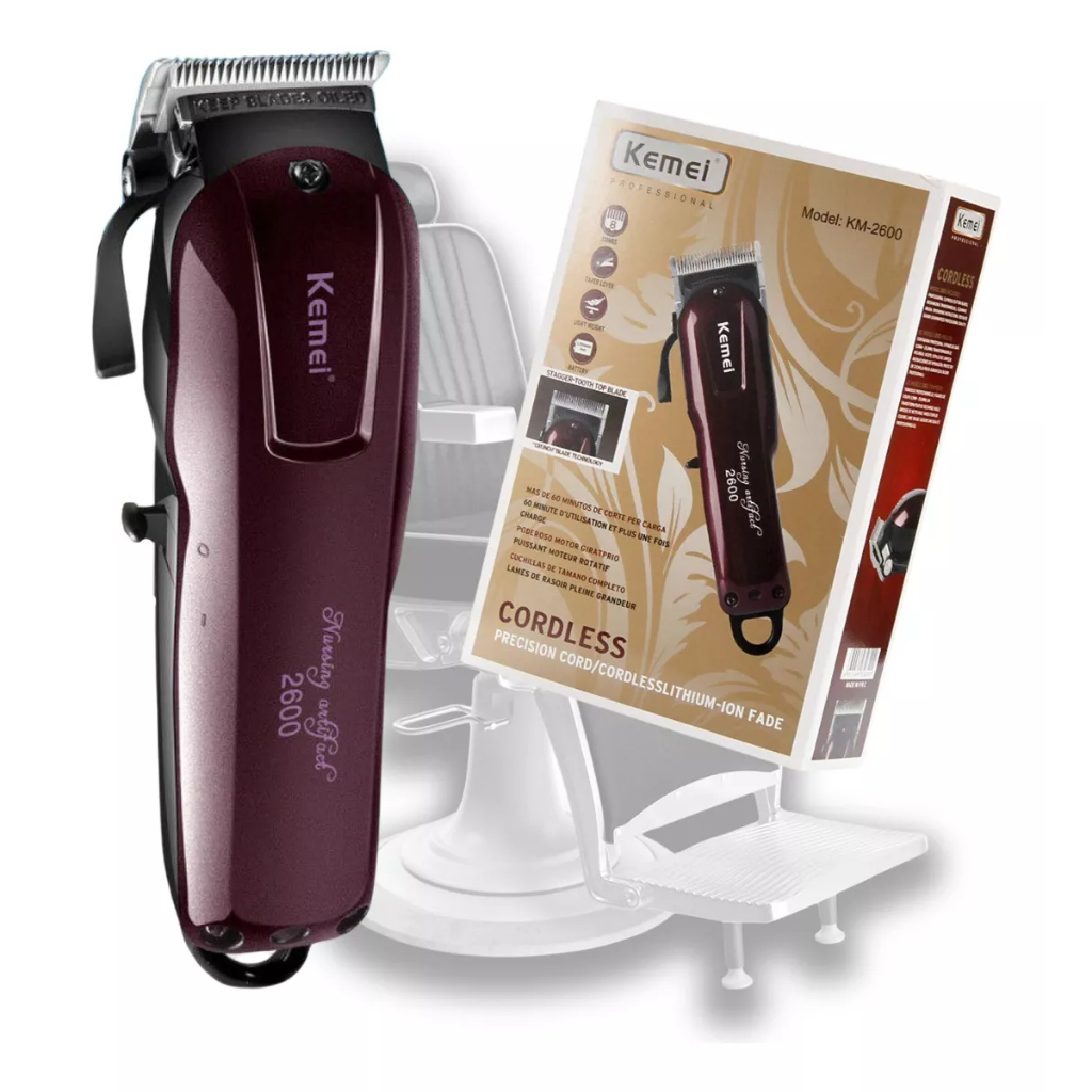 Máquina Kemei Km-2600-G-9W ou KM-2600-P-5W Máquina Cortar Cabelo Elétrico Potente Sem Fio 2000mah