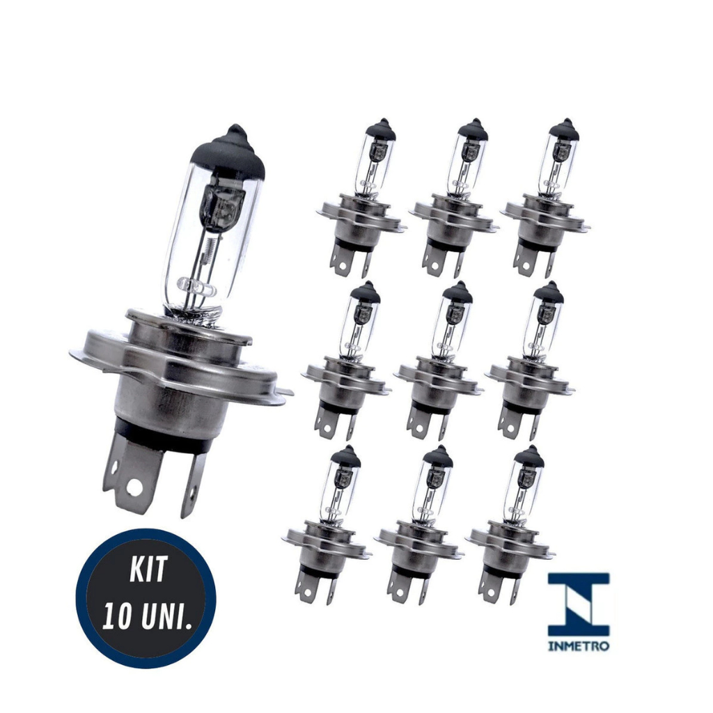 Kit 10 Lâmpada Farol H4 60/55W Halógena 3200k - Tiger Auto