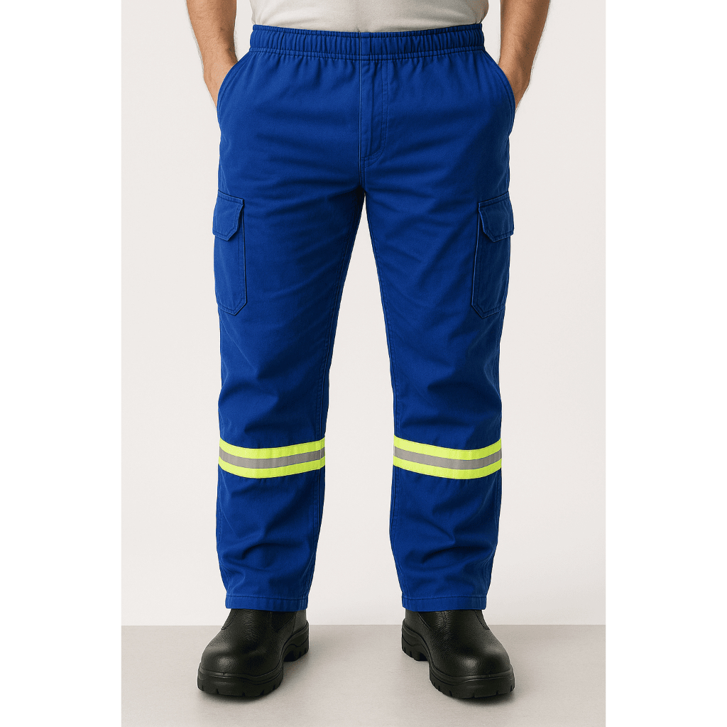 Calça 06 Bolsos Refletiva Brim Cores - Com Faixa Refletiva
