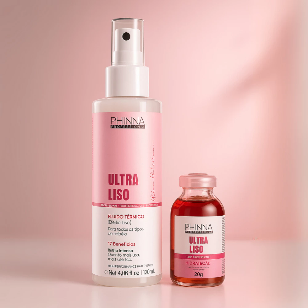 Ultra Liso Kit Protetor Térmico Capilar Antifrizz e Ampola Booster Brilho Alinhamento Profissional