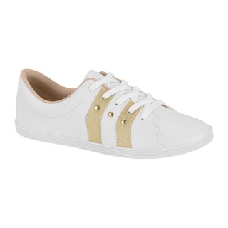Tênis Beira Rio Feminino Casual Detalhes em Costura Aplique Dourado Almofadado Básico em Oferta na Shopee
