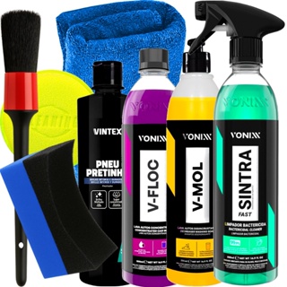 Kit Vonixx Completo Limpeza Automotiva Shampoo V-Floc V-Mol Pretinho Limpador APC Multiuso Sintra Acessórios Karbox em Oferta na Shopee
