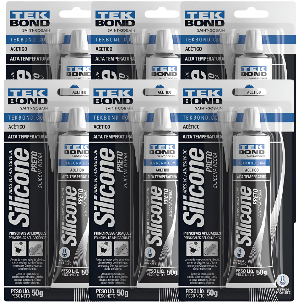 Kit 6 Cola Silicone Alta Temperatura Tek Bond 50g em Oferta na Shopee
