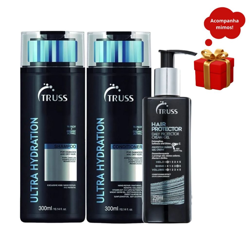 Truss Ultra Hydration  Shampoo e Condicionador 300ml +Hair Protector  250ml