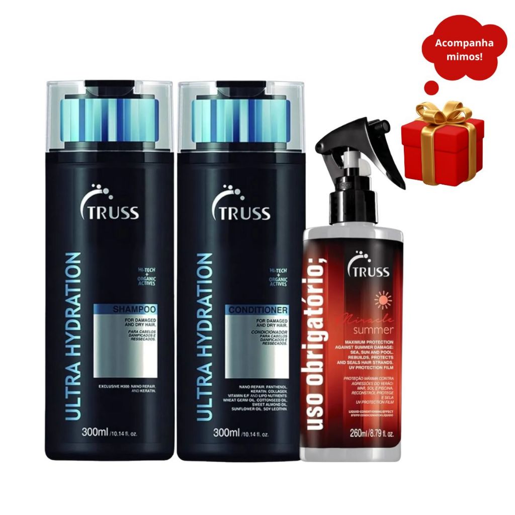 Truss Ultra Hydration Shampoo e Condicionador 300ml+Summer Miracle 260ml