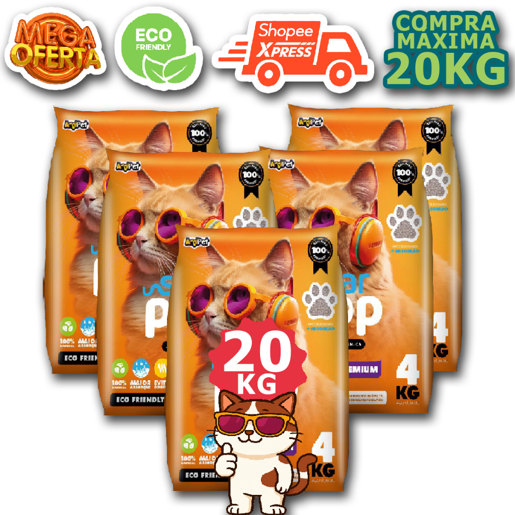 20kg areia sanitaria higienica natural argila absorvente para gatos ecologica