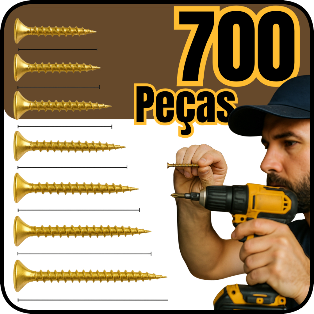 Kit Completo Parafuso Philips Chipboard Espessura 3mm Todas Medidas Para Madeira 700 Peças em Oferta na Shopee
