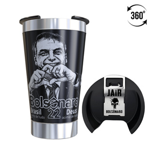 Copo Térmico Inox  + Tampa Inox Personalizado 360 -  Jair Bolsonaro - Presidente 22 em Oferta na Shopee