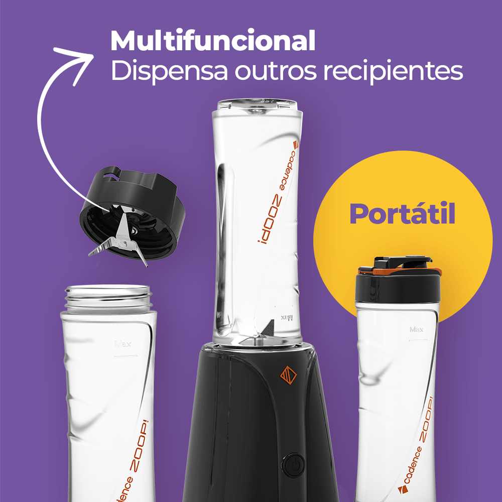 Blender Mini Liquidificador Portátil Zoop Contrast Cadence + 2 Jarras - BLD701 Shakes Batidas