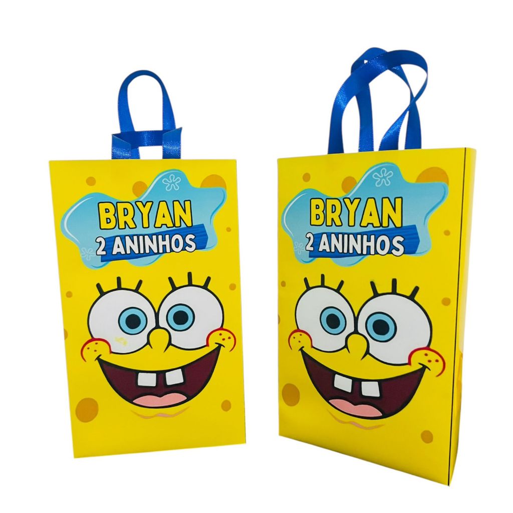 15 Sacolinhas Personalizadas Lembrancinha Bob Esponja 17x10x04
