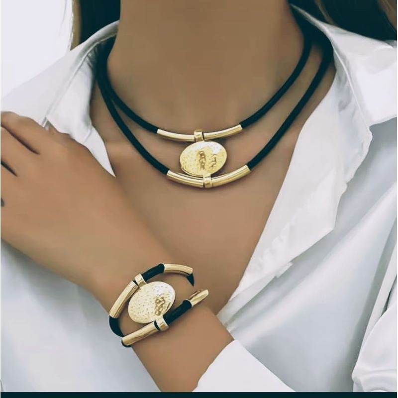 Conjunto Colar e Pulseira Acessório Feminino CodA71 Acessório Feminino para Mulheres Estilosas Moda Verão Atemporal