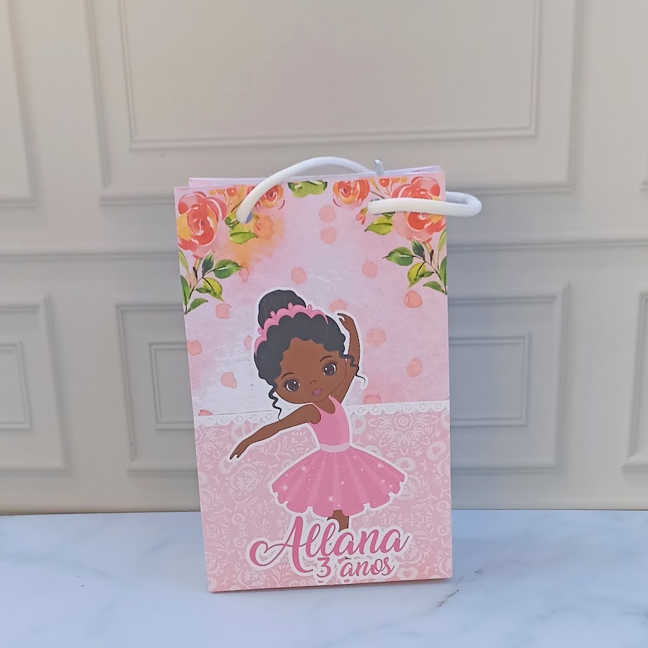 Sacolinha P Surpresa Bailarina Negra Personalizado - Lembrancinha - Festa Infantil