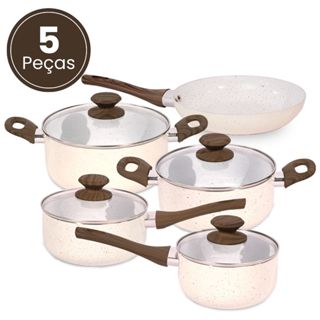 Jogo de Panelas Legacy Antiaderente Revestimento Cerâmico 5 Peças Tampa de Vidro em Oferta na Shopee