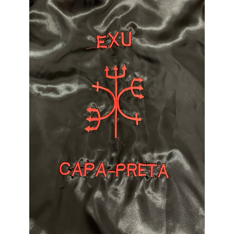 capa de exu Capa preta cetim com ponto bordado umbanda candomblé