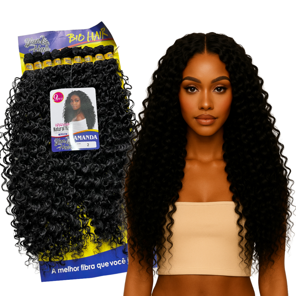 Cabelo Cacheado 60cm Amanda Bio Fibra 300g Crochet Braids