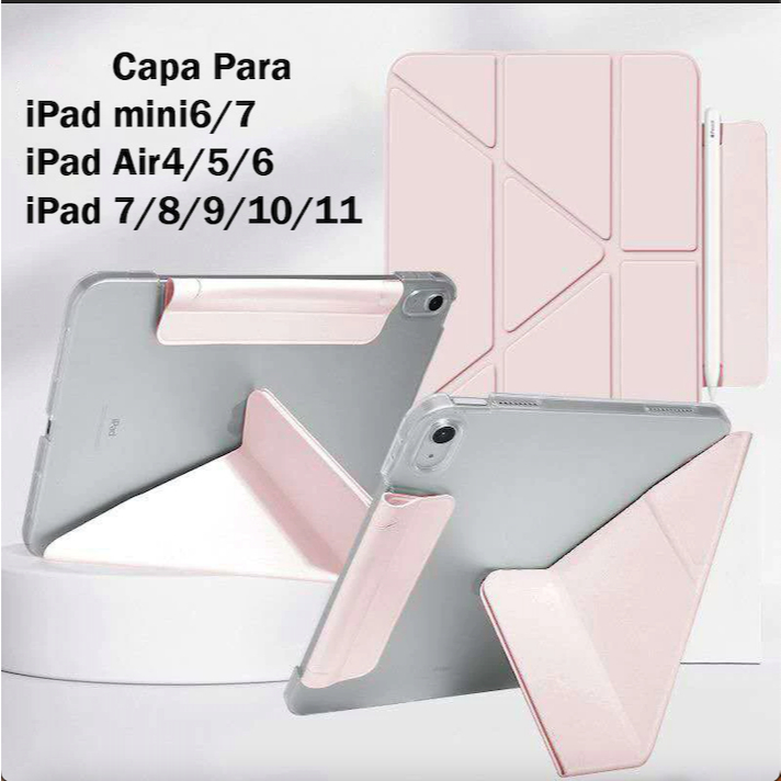 Capa dobrável em forma de Y Compartivel Com iPad 7 8 9 10 11 geração A16 iPad m