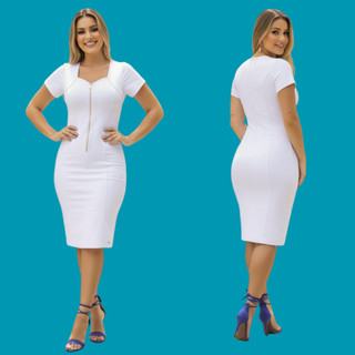 Vestido branco feminino para réveillon,  fim de ano, virada de ano, vestido com elastano e conforto