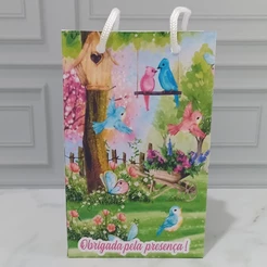 Sacolinha P Surpresa Jardim Encantado/Passarinhos- Personalizado - Lembrancinha - Festa Infantil