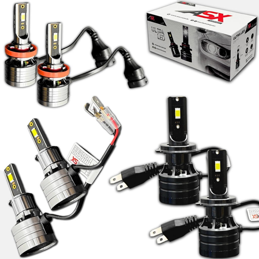 Kit Ultra Led H7 H1 H3 70w 10000 Lumens 6000K Asx Chip Csp 3 Pares Lampada de Led Asx com Cooler