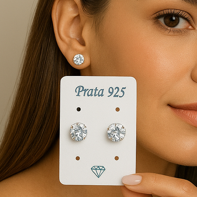 Brinco Ponto de Luz Prata 925 Legitima com Pedra Zircônia - Delicado e Brilhante