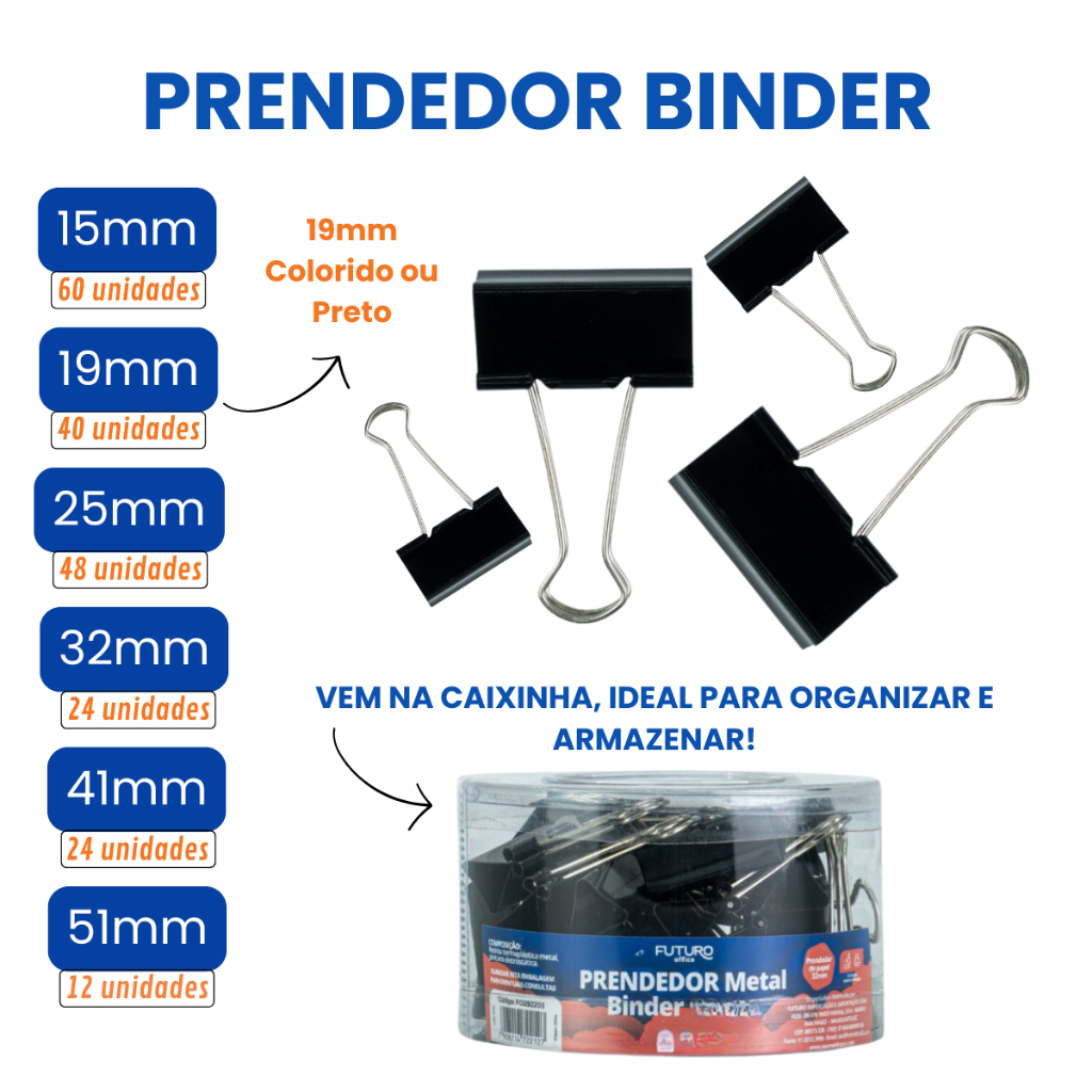 Prendedor De Papel Binder Metal Clip