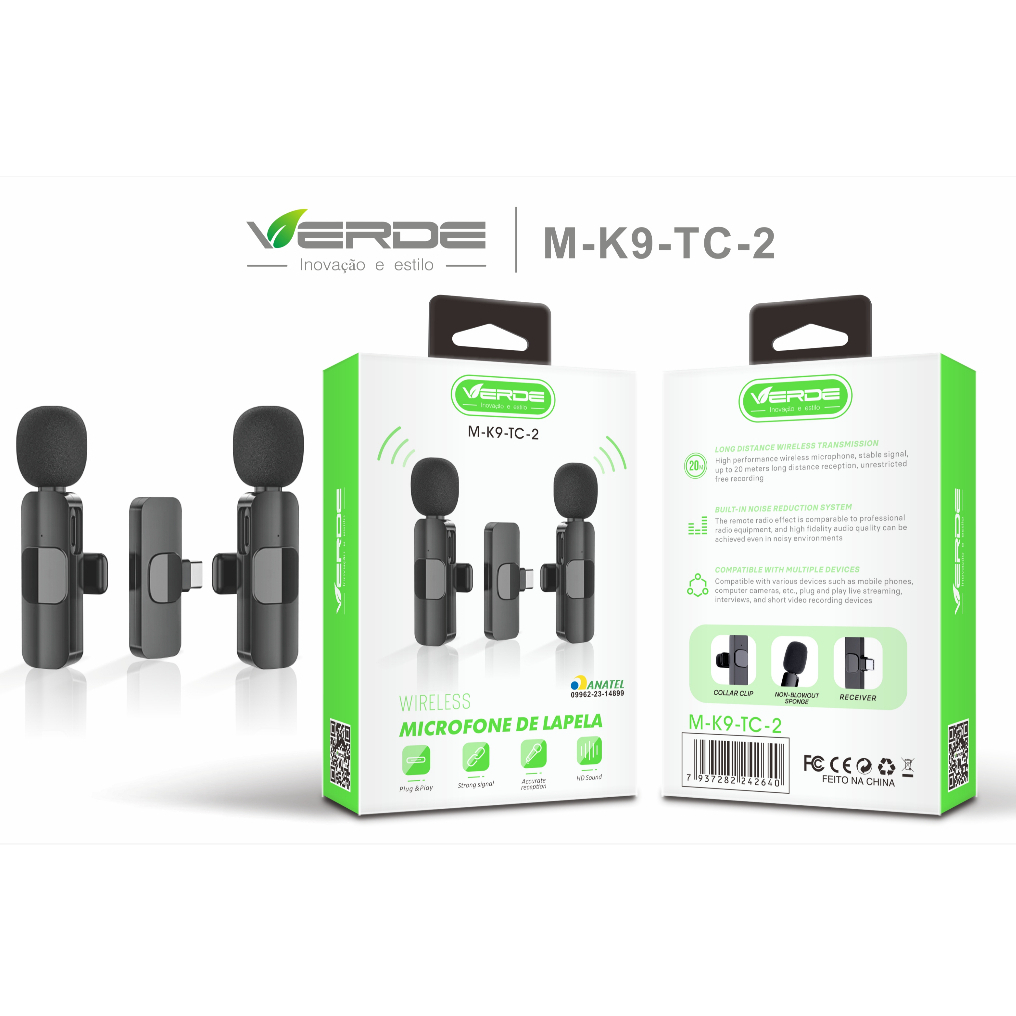 Microfone de Lapela Sem Fio K9 Vlog Compatível Tipo C e iPhone em Oferta na Shopee