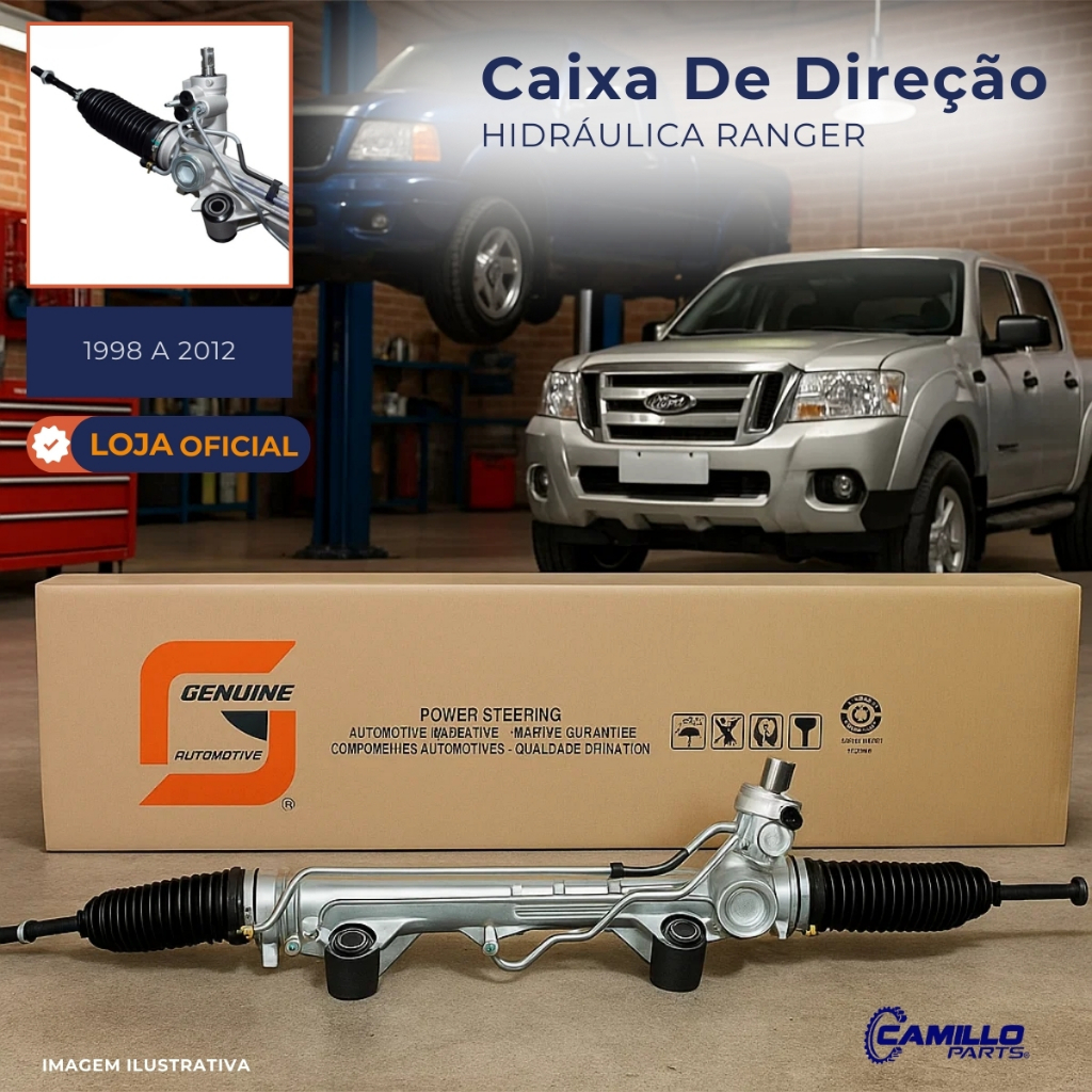 Caixa De Direção Hidráulica Ford Ranger 2.5 2.8 2001 2002 2003 Com Axiais E Coifas