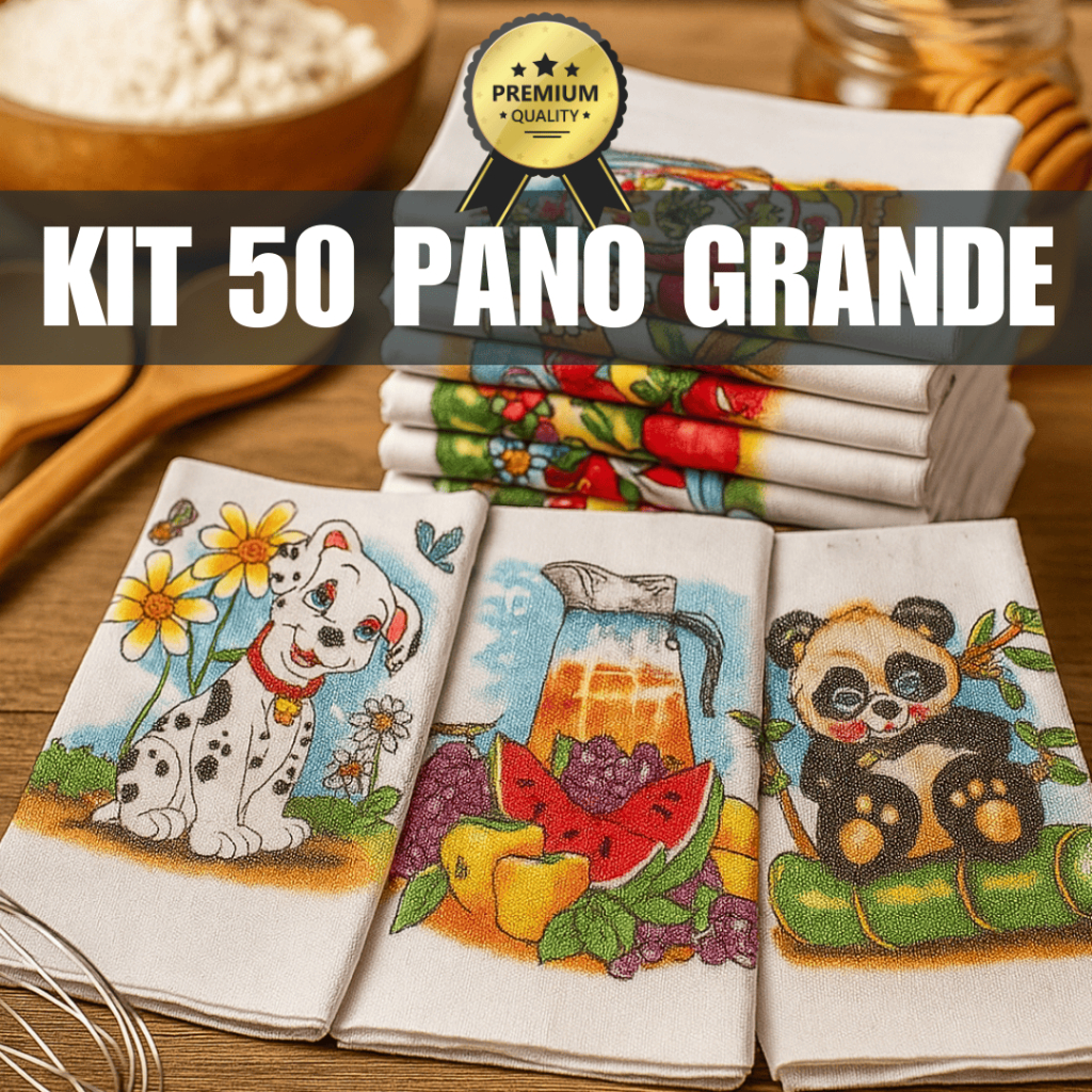 Kit 50 Panos de Prato 65x40 Tecido Grosso – Algodão Resistente para Cozinha e Revenda