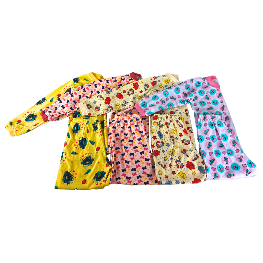 Kit 5 Pijamas Feminino Infantil Longo De Frio Inverno Dormir Em Algodão
