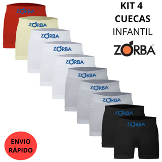 Kit 4 Cuecas Zorba Boxer Algodão Sem Costura Infantil 678 Original Com Detalhes Fabricação em Oferta na Shopee