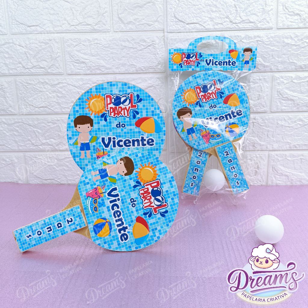 20 Raquetes de Ping Pong Personalizadas festa Pool party (Fazemos qualquer tema)