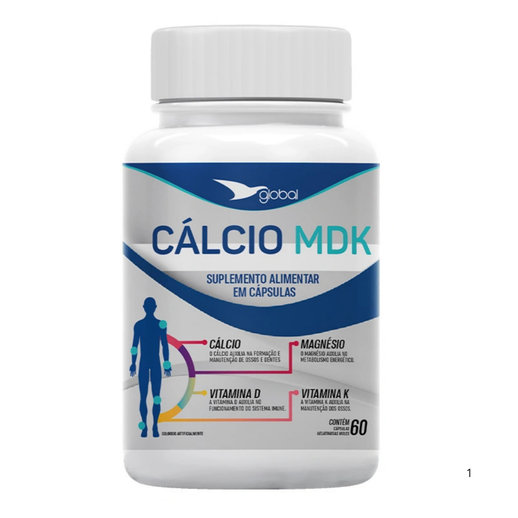 Cálcio MDK - Cálcio, Magnésio, Vitaminas D e K | 60 Cápsulas