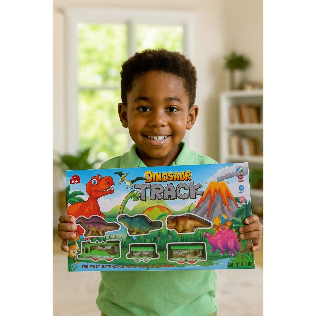 Trenzinho Dinossauro Elétrico Pilha Locomotiva Trem De Brinquedo Locomotiva Criança Trilho Vagões InfantiL