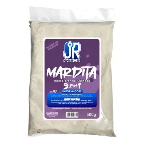 Massa para Pesca Mardita 3 em 1 500g - JR Pesca | Isca para Tilápia, Carpa e Bagre | Massa Pesqueiro