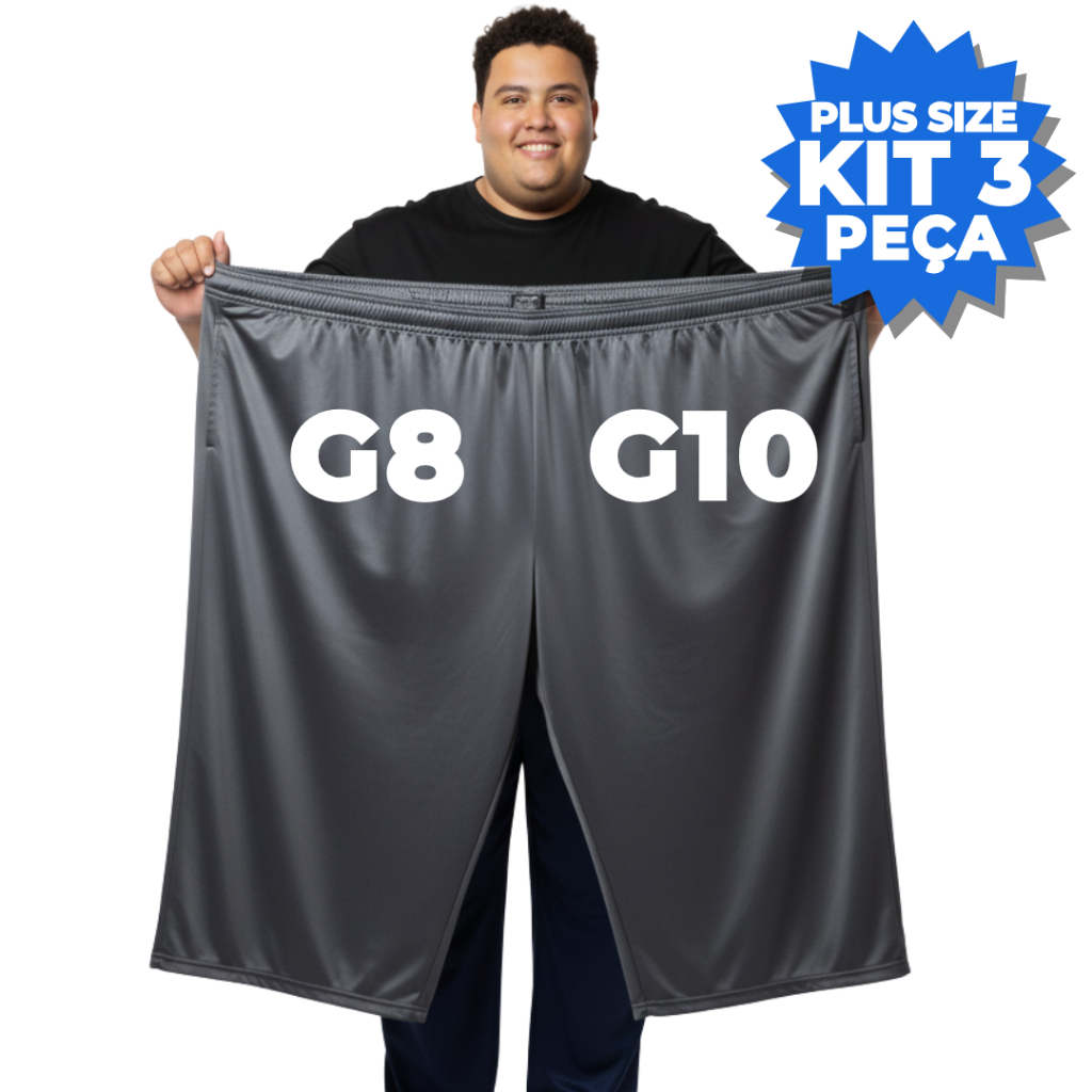 Kit 3 Bermuda Masculina Plus Size G8 G10 Esportiva Academia Confortável