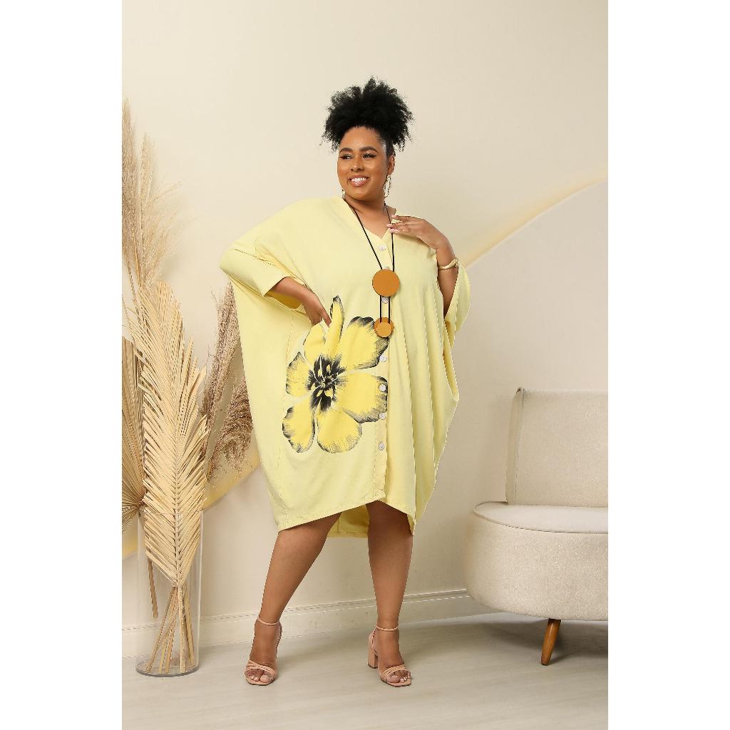 Vestido Kaftan Estampado Marcia Brandão Plus Size
